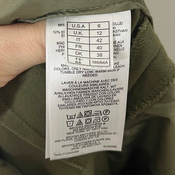 Brooks Brothers Women's Chino Pants Size 6 Green Cropped Ankle Mid Rise Stretch - Picture 5 of 6